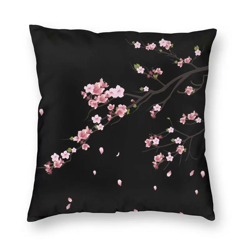 Personalized Japanese Sakura Branch Pillow Case Home Decor Double Side Flowers Floral Cherry Blossom Cushion Cover for Sofa