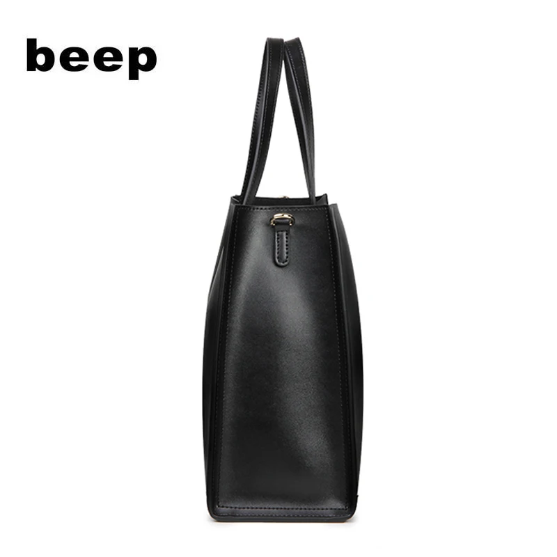 Beep New Superior cowhide Luxury fashion women Genuine Leather bag Simple women leather tote shoulder bag big women\'s bag