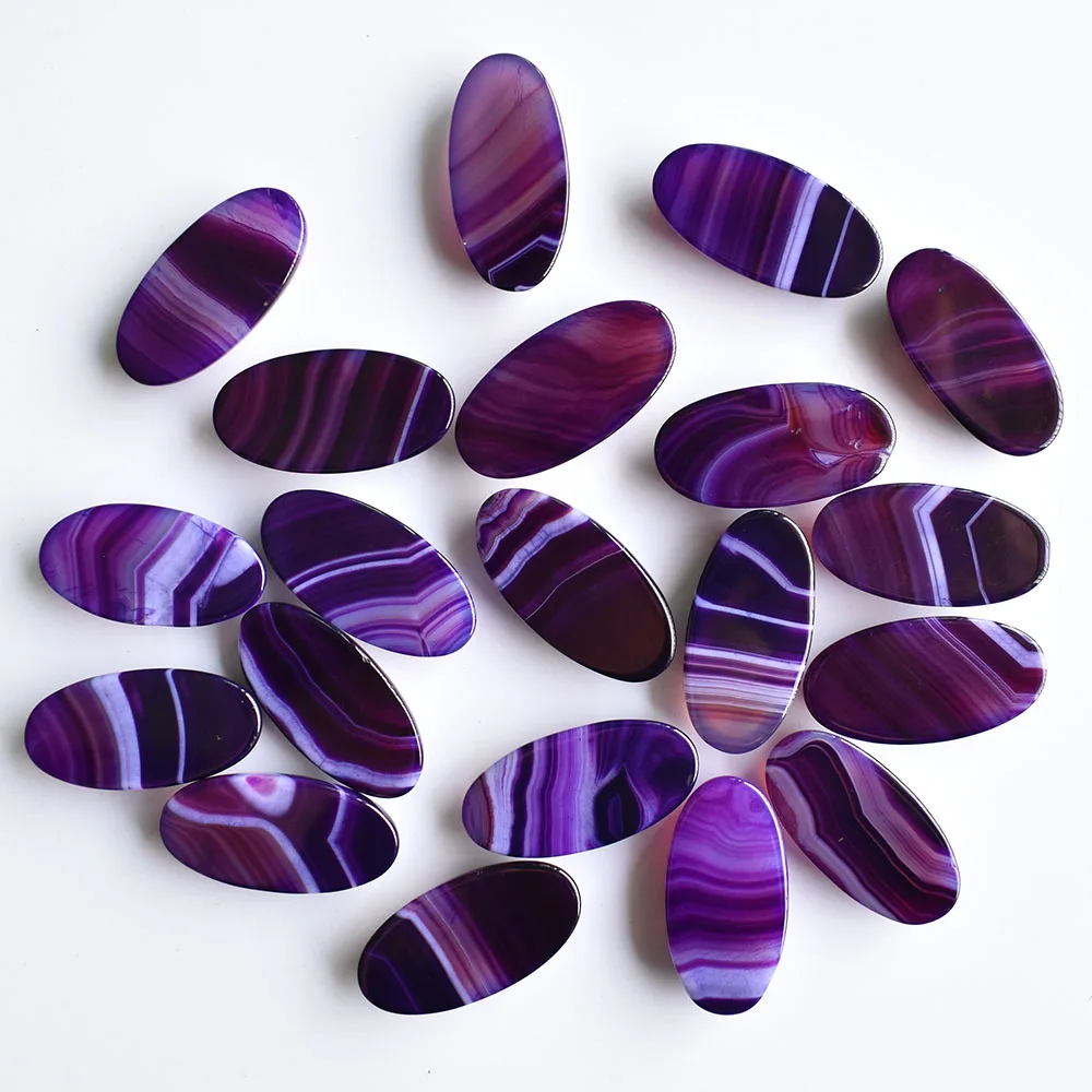 Wholesale 20pcs/Lot fashion high quality Natural stripe purple onyx oval shape cabochon beads for Jewelry making 15x30mm free