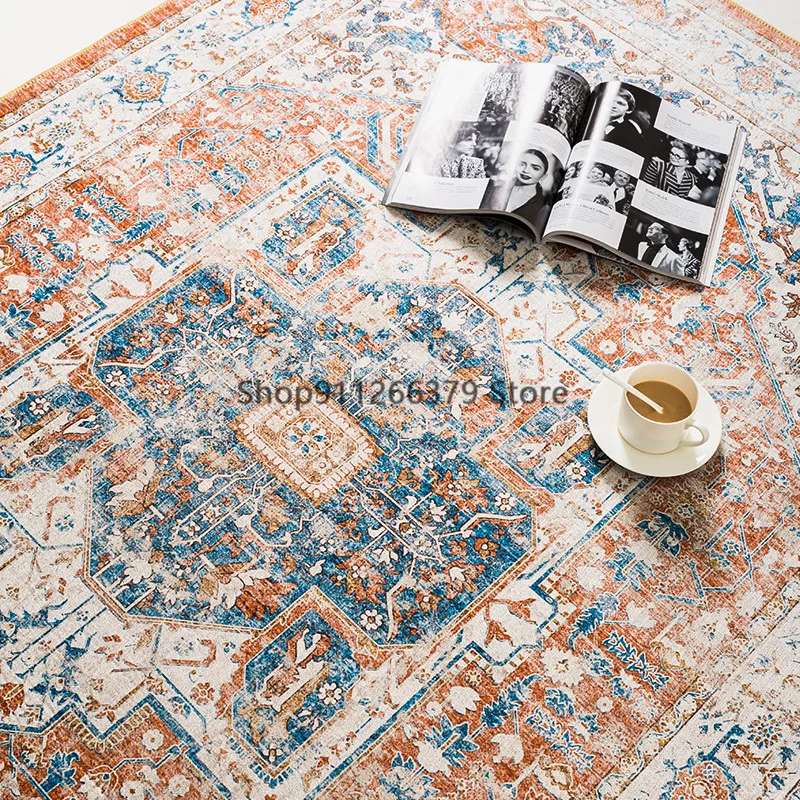 Chenille Persian Carpet Living Room Vintage Bedroom Rugs and Carpets Home Non-slip American Style Floor Mat Retro Europe Rug