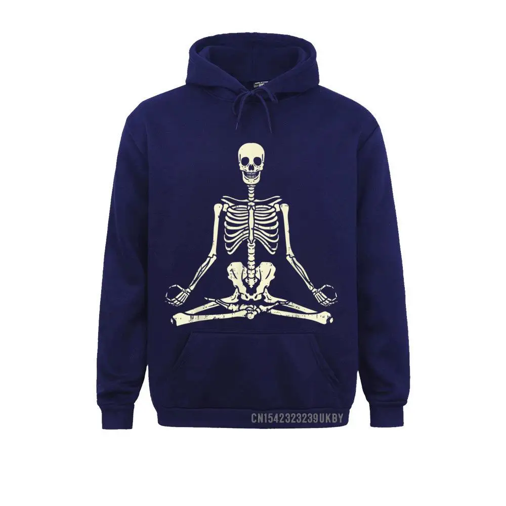 Sweat à capuche personnalisé à manches longues pour homme, motif squelette de méditation Lotus Yoga Zen Balance Halloween, tout nouveau