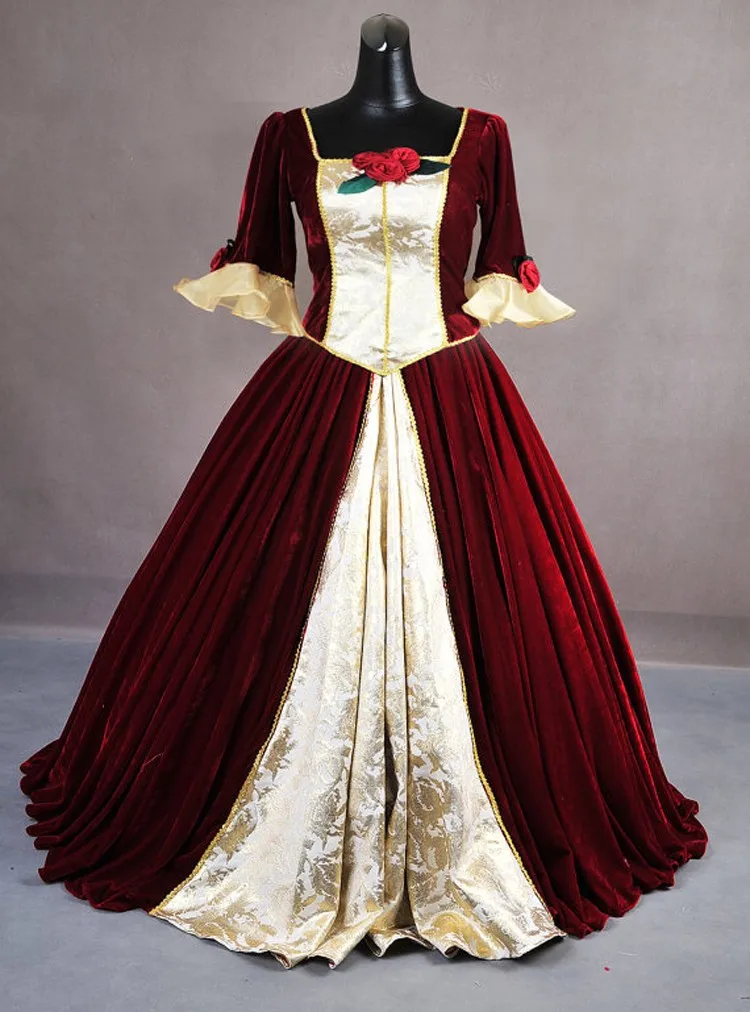 

Custom-Made Dark Red Belle Princess Costume Dress Cosplay Costume For Women Girl Christmas Party