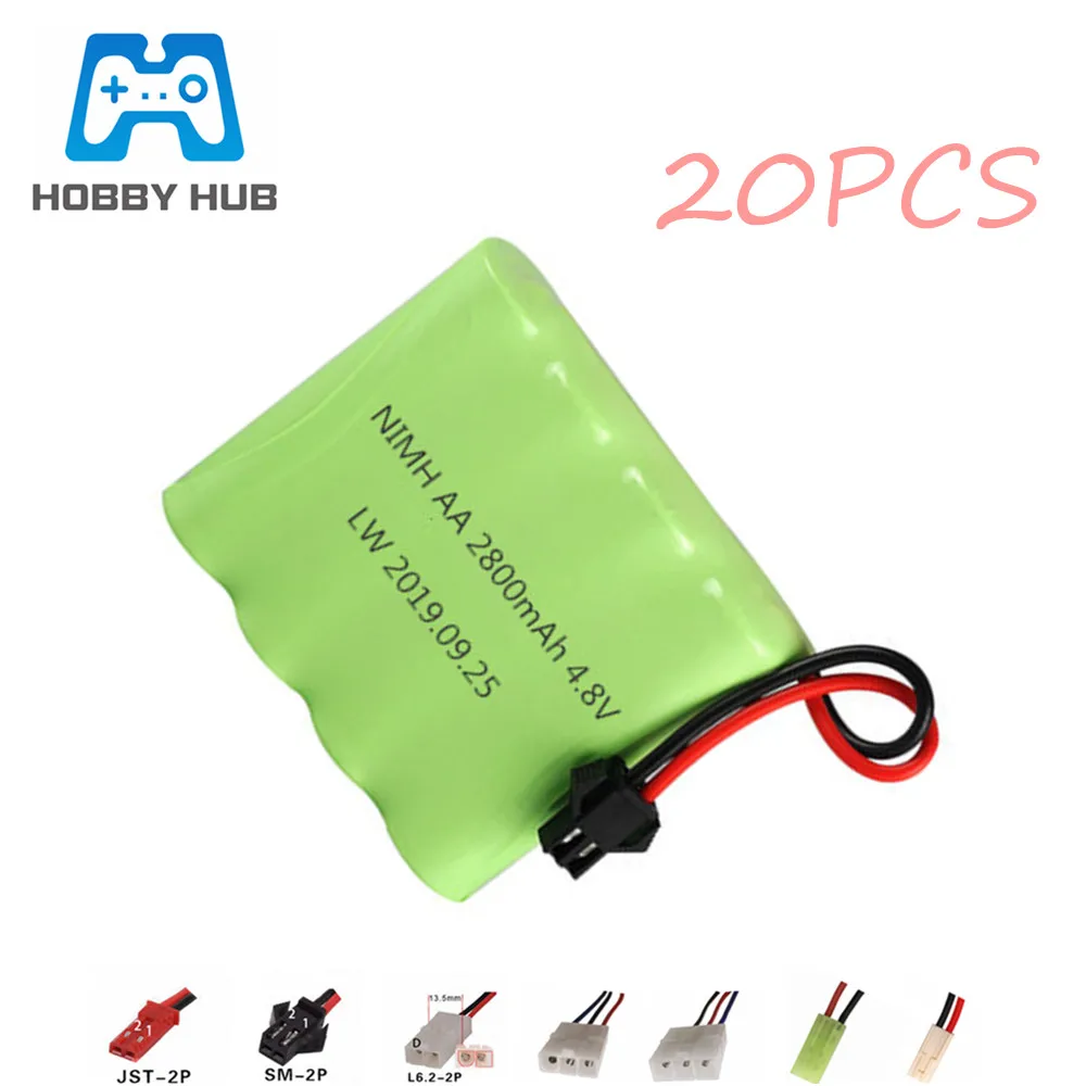 

4.8v 2800mah NiMH Battery For Rc toys Cars Guns Tanks Robots NI-MH 4.8v Rechargeable Battery AA Battery Pack 20Pcs For RC Boats