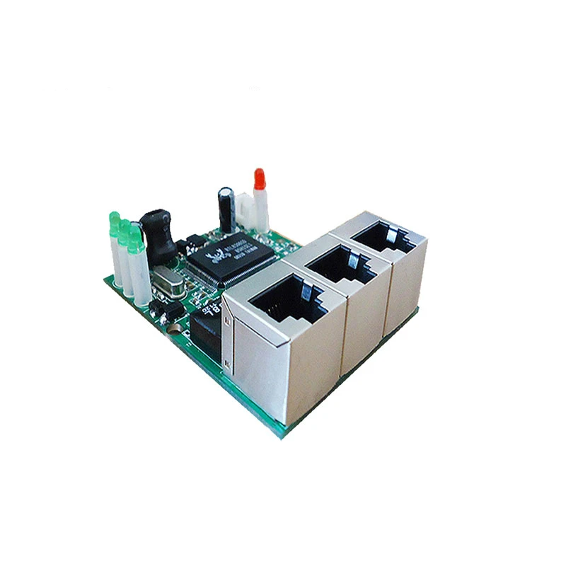 Sakelar Cepat Mini 3 Port Sakelar Ethernet 10/100Mbps Rj45 Pusat Sakelar Jaringan Papan Modul Pcb untuk Modul Integrasi Sistem