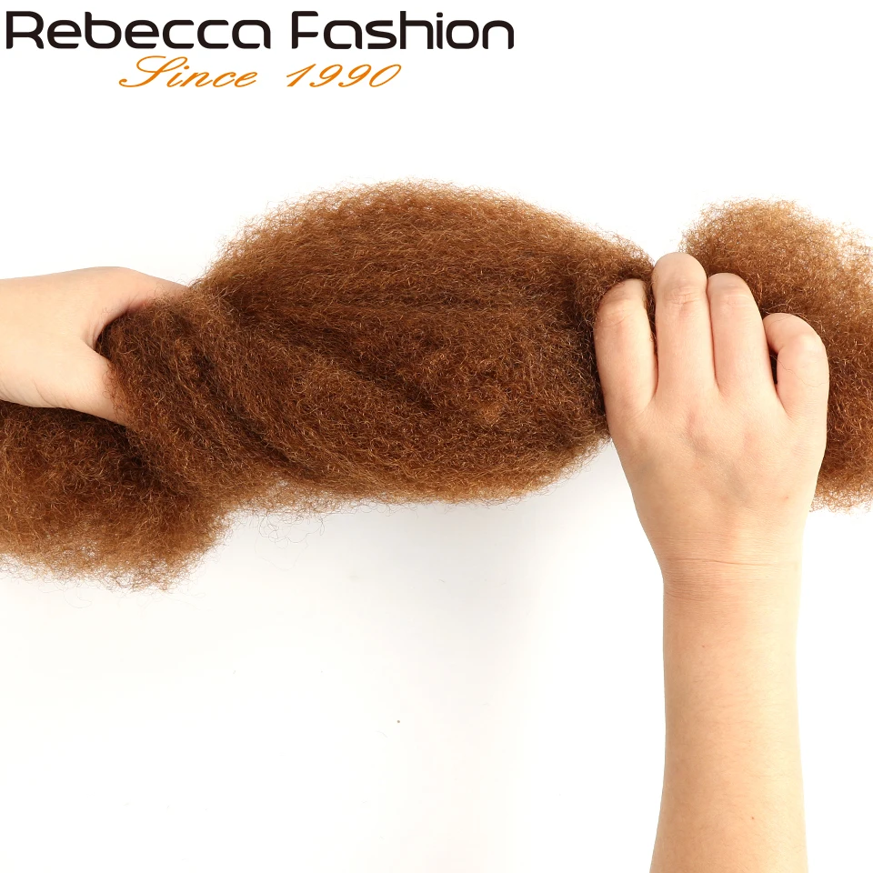 Rebecca moda mongol Remy pelo Afro rizado cabello humano a granel para trenzar 1 paquete 50 g/pc trenzas de Color Natural cabello sin trama