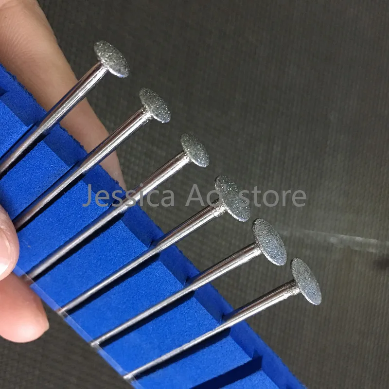 20 pz 6 8mm diamante rotondo disco convesso doppio lato rotondo rettifica ago giada intaglio punte lucidatura pietra utensili abrasivi