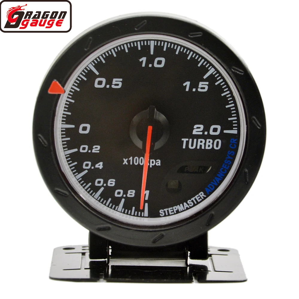 Dragon 60mm Auto Car Turbo Pressure Boost Gauge Stepper Motor Turbin Meter Colorful Luminous -1~200 Kpa