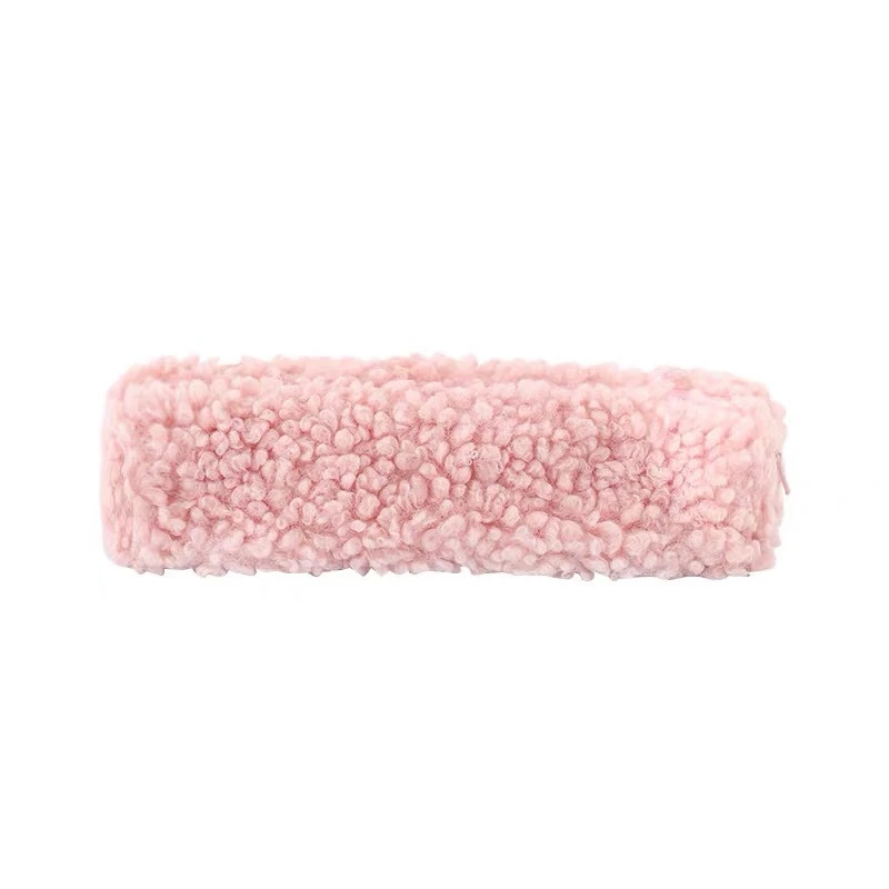 Estuche de lápices de lana de cordero, bolsa de peluche Kawaii con cremallera, organizador de maquillaje, Bolsa Escolar, suministro de papelería, 1