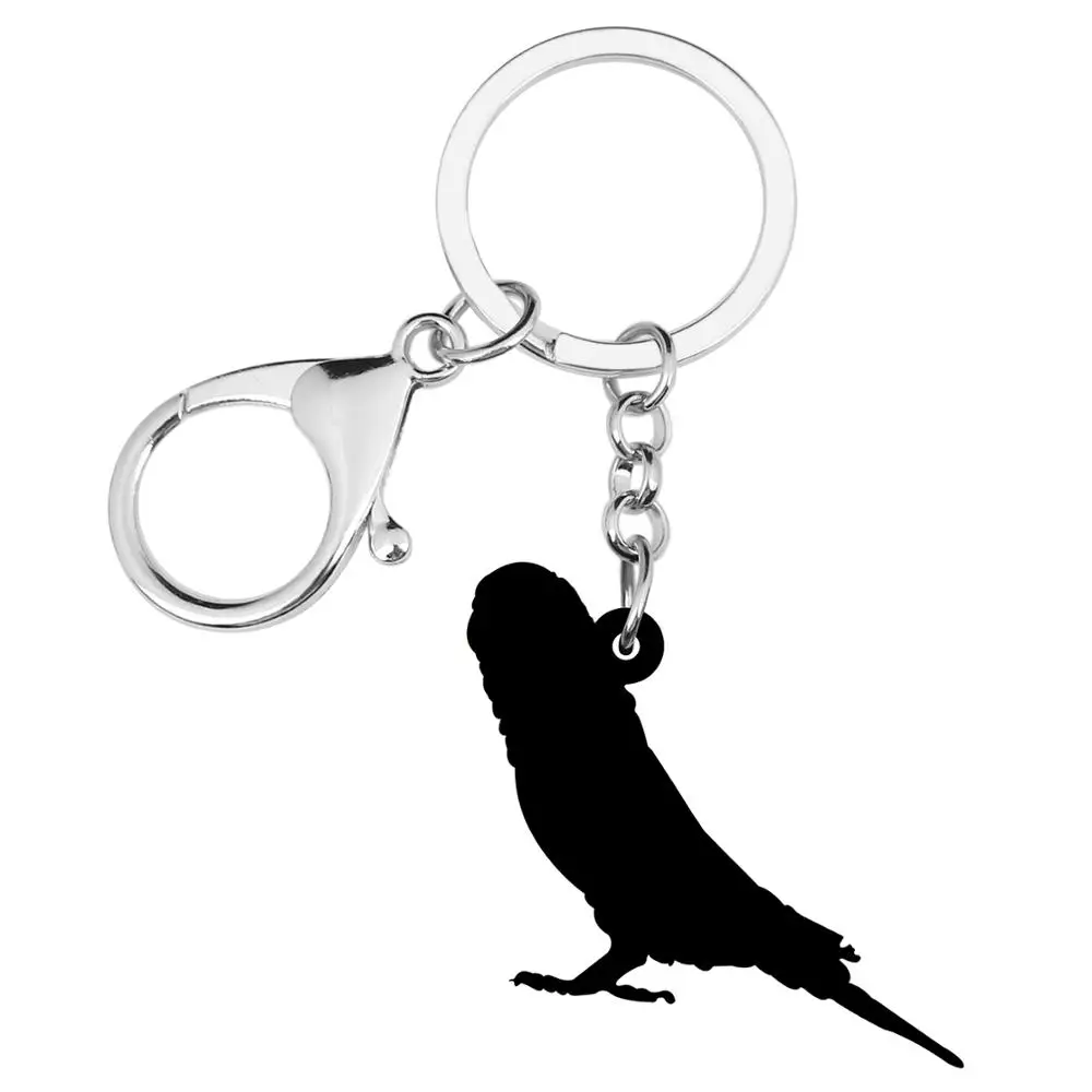 Bonsny Acrylic Long-tailed Parakeet Bird Keychains Keyring Lovely Animal Key Chain Jewelry For Kids Girls Funny Gift Decoration