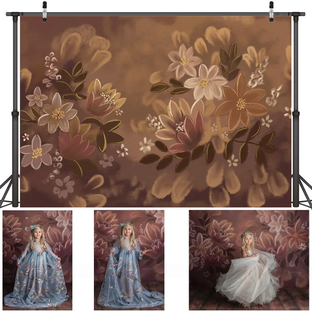 Photography Floarl Hand Painted Texture Backdrop Newborn Kid Children Birthday Portrait Background Photo Studio Baby Shower Prop