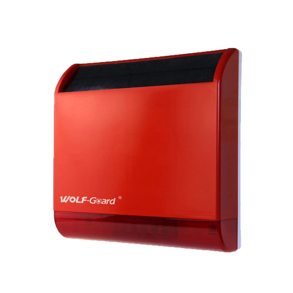 Wolf-Guard Solar Flash Siren Alarm 110dB Outdoor Anti-Tamper Environment Protection Home Security Burglar System Kit 433MHz