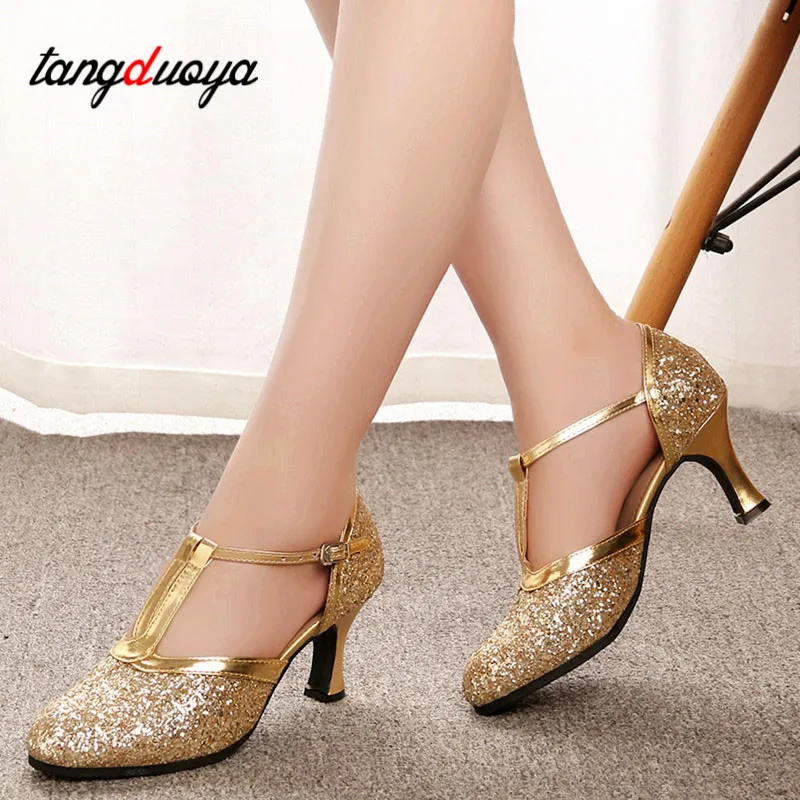 Zapatos de baile latino de Salsa para mujer, sandalias de baile de salón de Tango, tacones altos, suaves, 3,5/5,5 cm