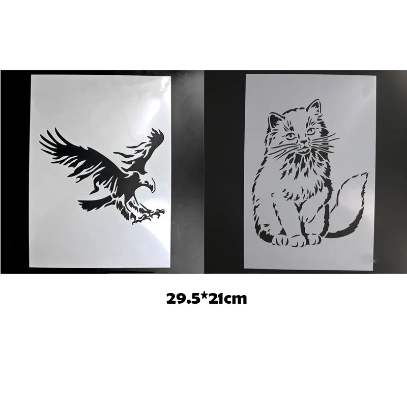 2pc Eagle Painting Template Stencils For Diy Scrapbooking Laser Engraving Environmentally Friendly Non-toxic Material Reusable