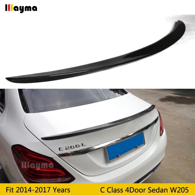 

For AMG Style Carbon Fiber rear trunk spoiler For Benz C-Class 4Door Sedan C180 C200 C220 C250 2014 - 2017 W205 Car spoiler Wing