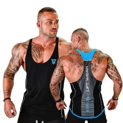 2021 nuovi uomini canotta palestre allenamento Fitness Bodybuilding camicia senza maniche abbigliamento maschile in cotone canotta Casual canotta canottiera