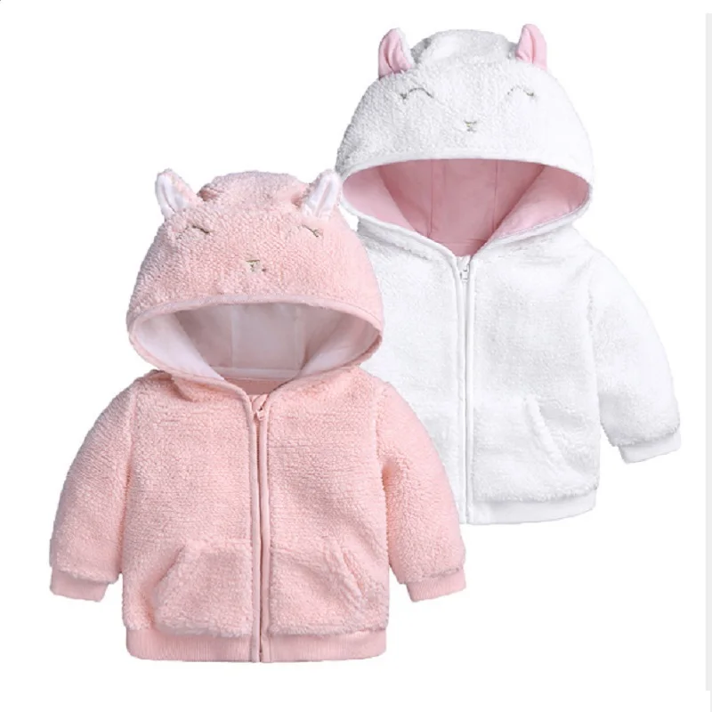 Winter Jacket Coat For Baby Girls Rabbit Ear Hooded Fleece Snowsuit Cardigan Overcoat Newborn Boys Zipper Overalls Warm Cloths