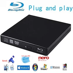 External Bluray DVD Drive, MthsTec USB 2.0 and Type-C Blu-Ray Burner DVD Burner 3D Slim Optical Bluray CD DVD Drive Compatible