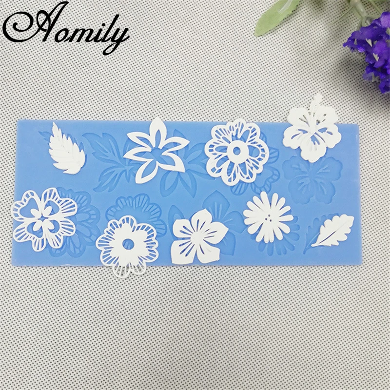 Aomily Rural Style Flower Lace Mold Cake Border Decoration Tools Fondant Cake 3D Mold Food Grade Silicone Mat Mould Cake Mold