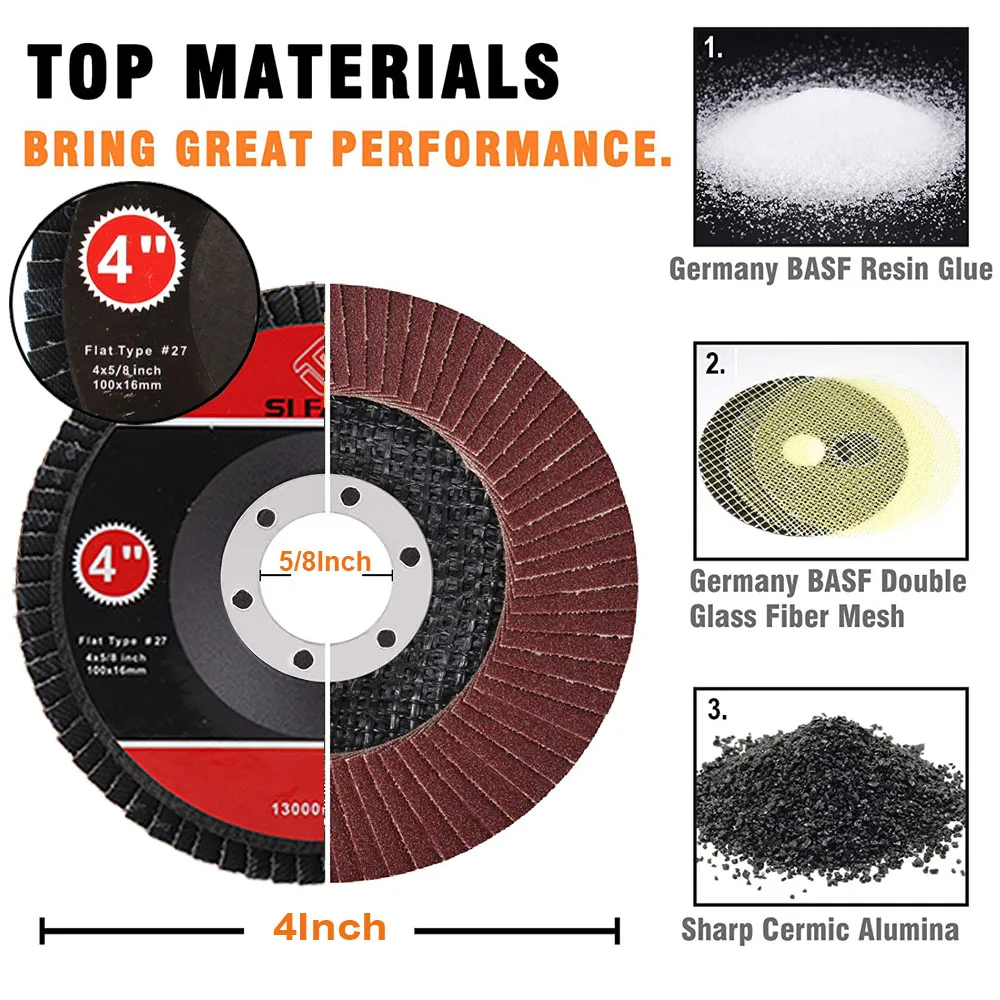 10 pces 100mm discos de aleta profissional de 4 polegadas 60-320grit disco de lixamento rodas de moedura lâminas para acessórios abrasivos moedor de