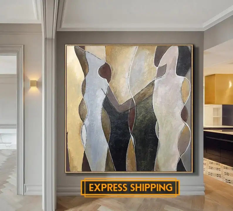 

Humans Abstract Painting Creative Painting On Canvas Large Gold Leaf Painting Modern Painting Humans Unique Wall Painting