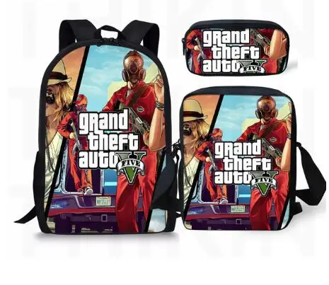 Grand Theft Auto Printing Backpack For Teenage Boys Girls Student Fashion 3 PCS/SET School Bags GTA V Children Daily Bags