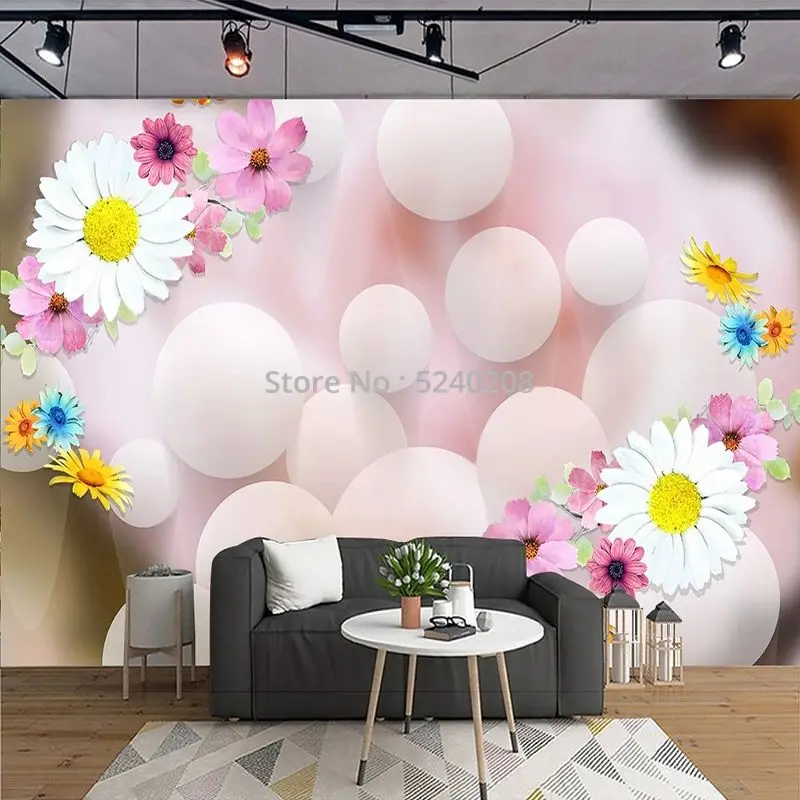 

Custom Any Wallpaper Beautiful Chrysanthemum Flower Background Wall Painting Papel De Parede 3D Paisagem Sticker Fresco Tapety