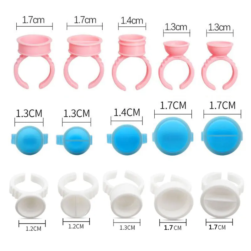 100pcs False Eyelash Blooming Ring Cup Eyelashes Extension Glue Container Plastic Permanent Makeup Pigment Holder Accessories