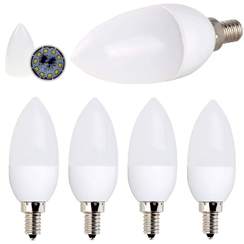 10pcs/Lot led Candle Bulb E14 E12 E27 LED Lamp Indoor Light 110V-240V 5W 9W LED Chandelier Warm Cold White For Home Decoration