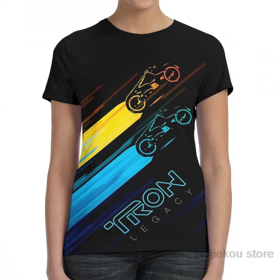 تي شيرت للرجال والنساء من light moto Tron مطبوع عليه طباعة عصرية تي شيرت للأولاد تي شيرت صيفي بأكمام قصيرة تي شيرت