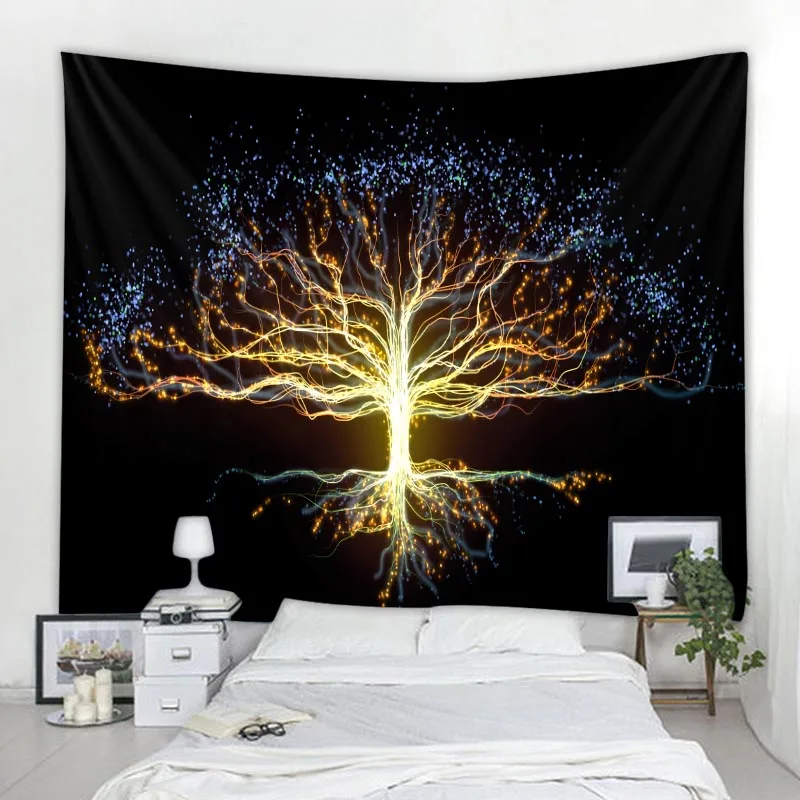 

Home decor tapestry fantasy line tree art wall hanging bohemian psychedelic hippie art wall decoration aesthetics room decoratio