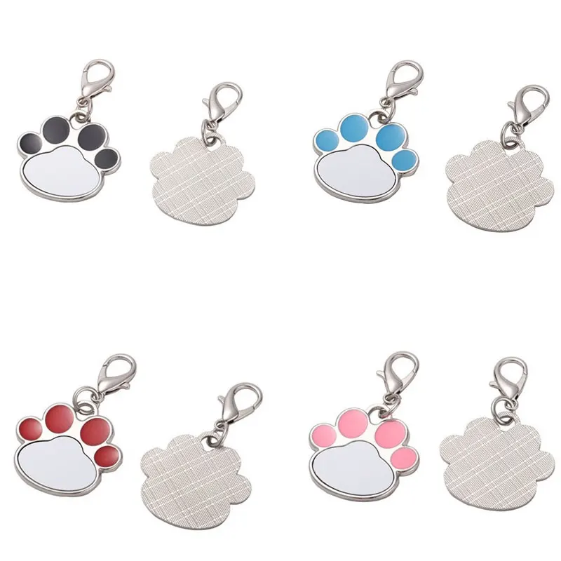 sublimation dog paw photo key chain metal blank key ring heat transfer printing materials 20pieces/lot