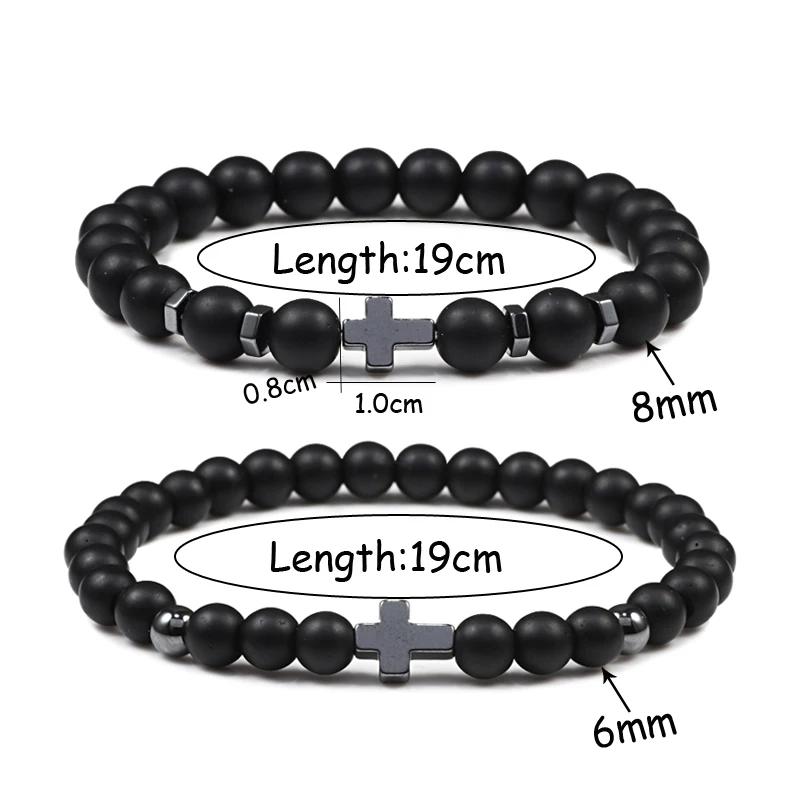 Hot Fashion Cross Charm Bracelet For Men Women Handmade Beaded Natural Tiger Eye Bracelets Yoga Prayer Jewelry Gift Homme