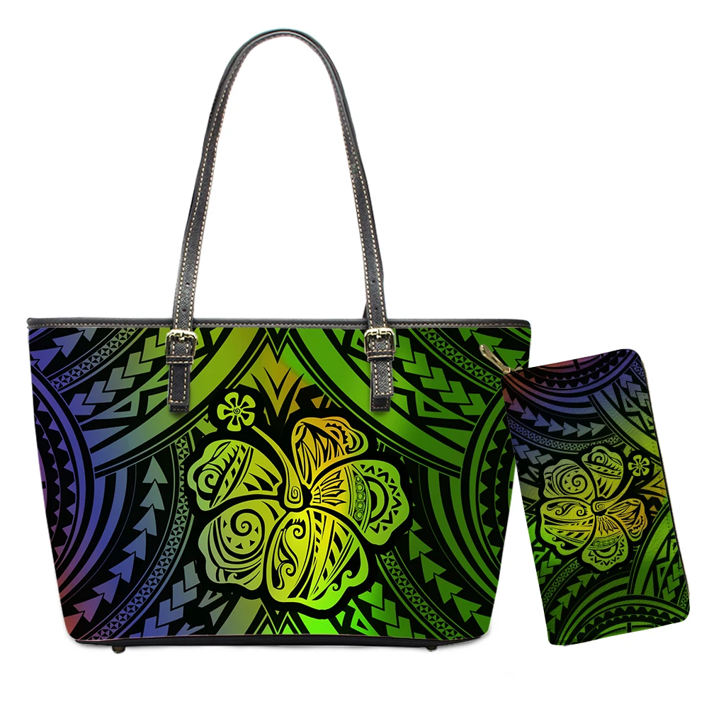 

New 2021 Fashion Polynesian Tribes Print Shoulder Bags For Women Handbags&Purses Set Lady Casual Tote Bag Custom Handbag Wallet