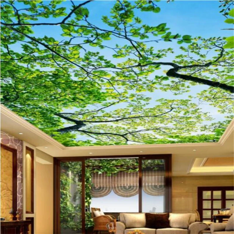 Custom Wallpaper 3d Murals Blue sky tree branch living room bedroom ceiling roof Wall paper Modern Home decoration 3d wallpaper