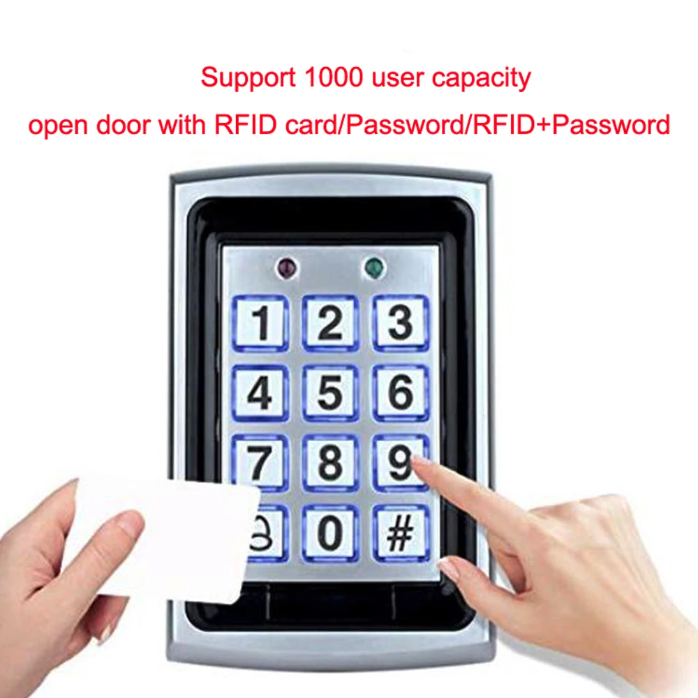 RFID Access Control System Kit Standalone Metal Keypad Electronic Lock Access Power DC12V Exit button with 125KHz ID Keyfobs