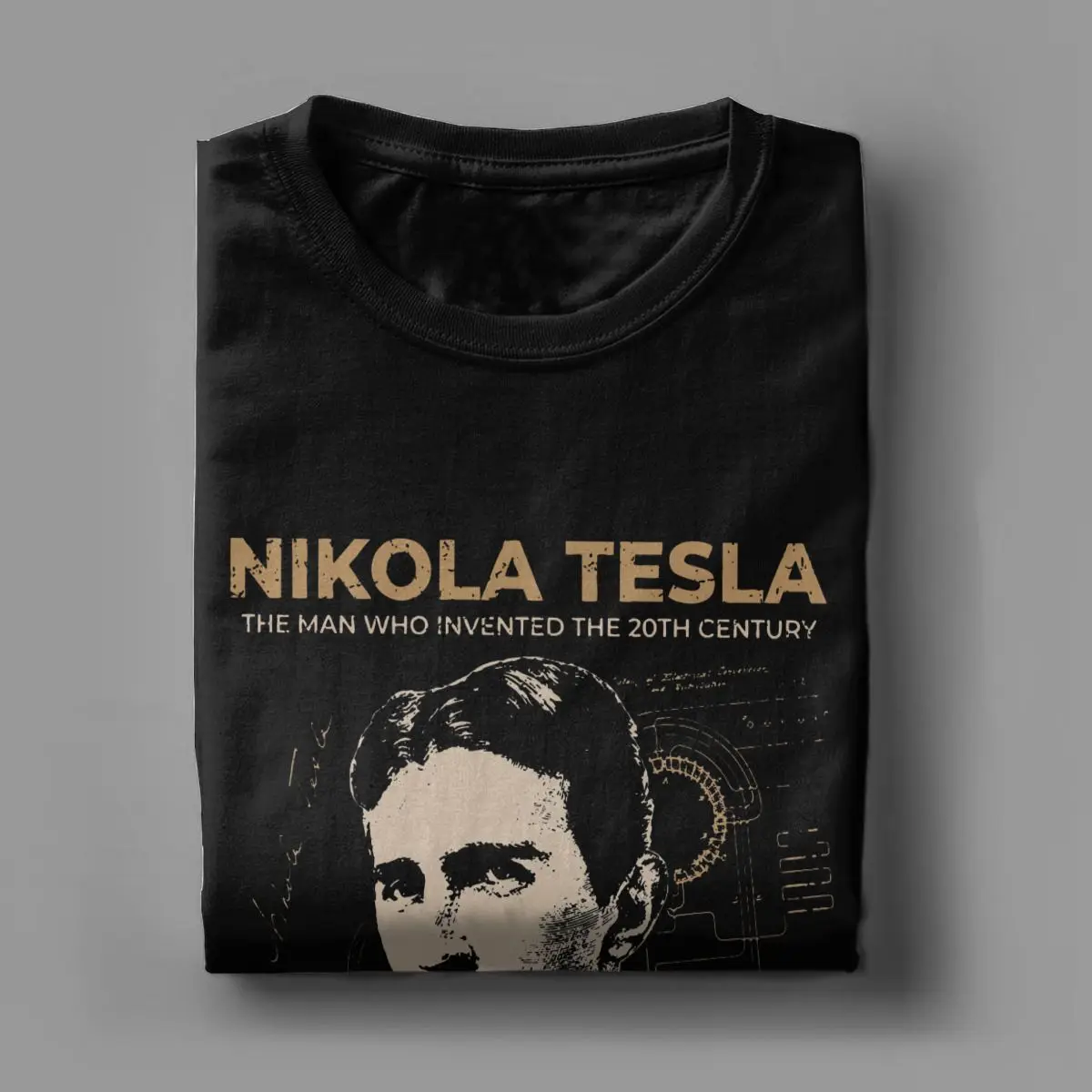 Men\'s Nikola Tesla T Shirt Science Scientists Subject Inventor Physics 100% Cotton Clothing Round Neck Tees Plus Size T-Shirts