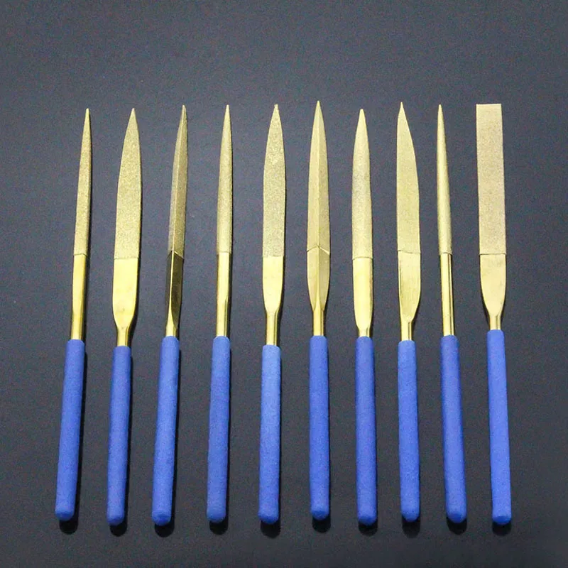 10Pcs Diamond Needle File Set Flat Plate Small Contusion Round Triangle File Assorted Carborundum File  Craft Tool