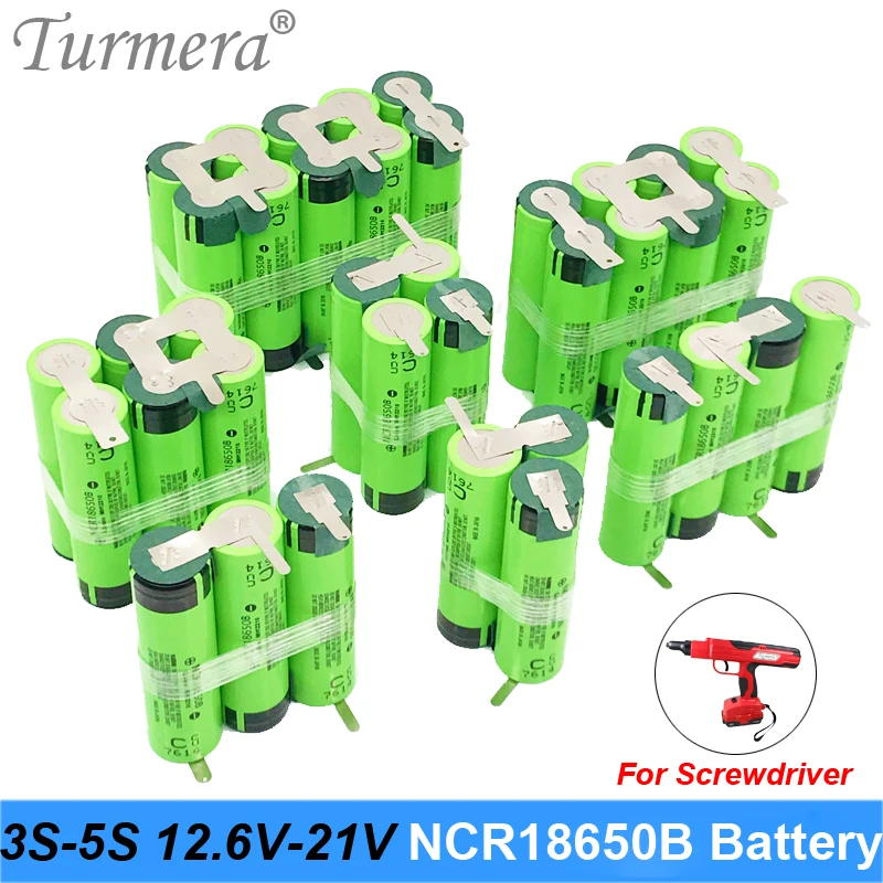 Turmera 18650 bateria 3400mAh 6800mAh NCR18650B 12.6V 16.8V 21V bateria do wkrętaka Shurik Shura bateria 3S 4S 5S lutowanie