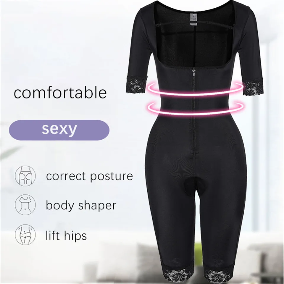 Shapewear Bodysuit Damen Schwarz Shapers Schnür-Unterbrust-Ganzkörper-Bodysuits mit Öffnung im Schritt Schlankmachende Unterwäsche – Detail 3