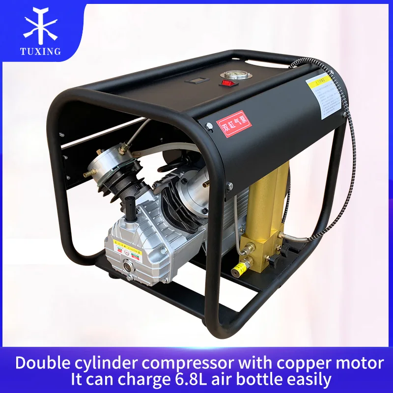 30MPA PCP Air Compressor Double Cylinder High Pressure with Double Filter Oil Water Separator for Tank Diving Air Rifle Gun M042