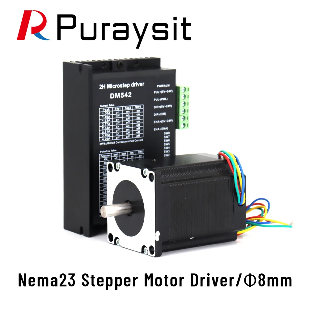 

Puraysit 2 Phase Nema23 Stepper Motor 76mm With DM542 Driver 18-50VDC 4.2A For CNC Machine Or 3D Printer