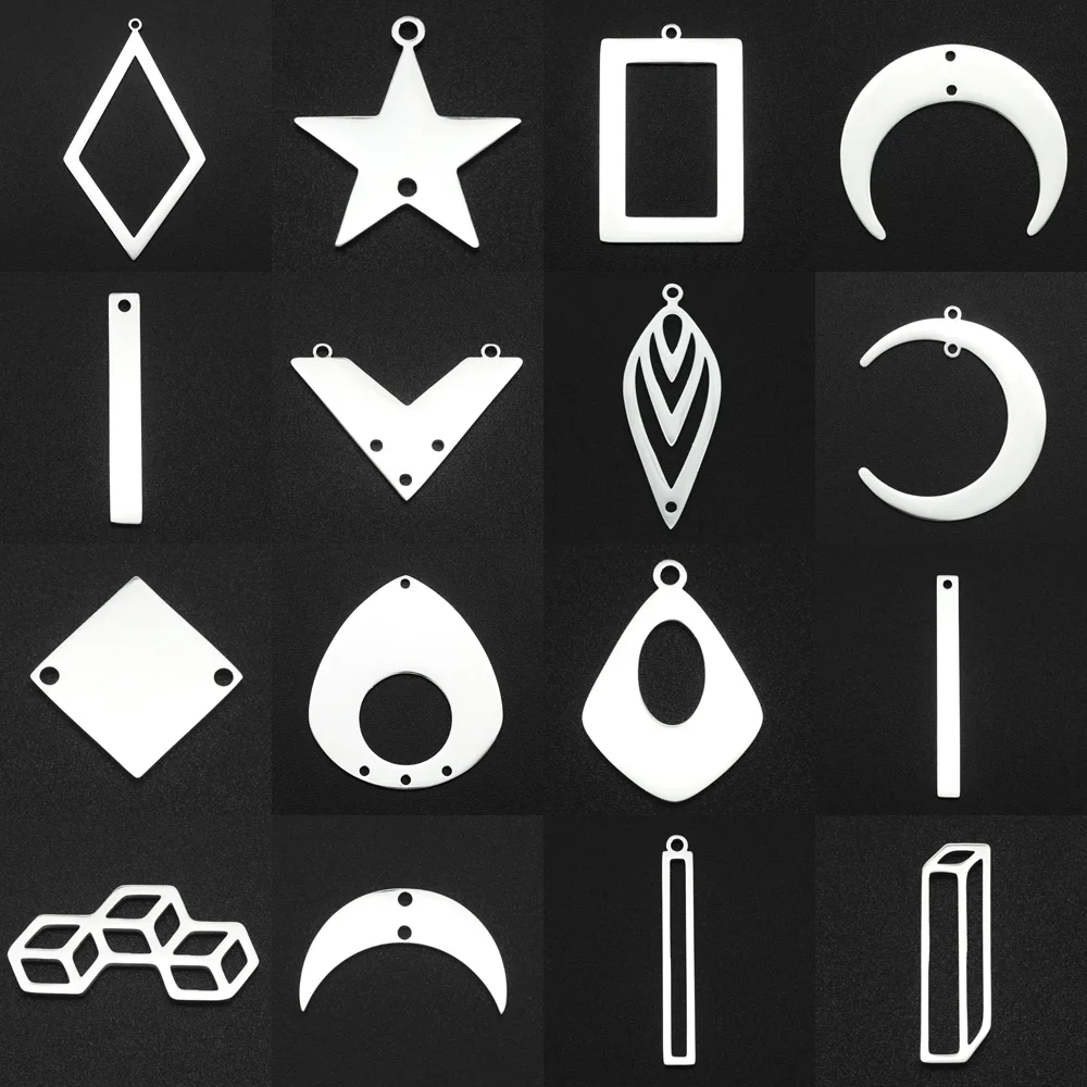 5pcs/lot 316 Stainless Steel  Geometric Moon Star Waterdrop DIY Earring Connector Charm Wholesale Never Fade Factory Price