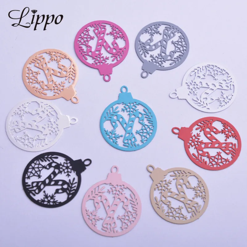 50pcs AC11707 20*24mm  Round Christmas Cane Charms DIY Christmas Jewelry Earrings Decorate