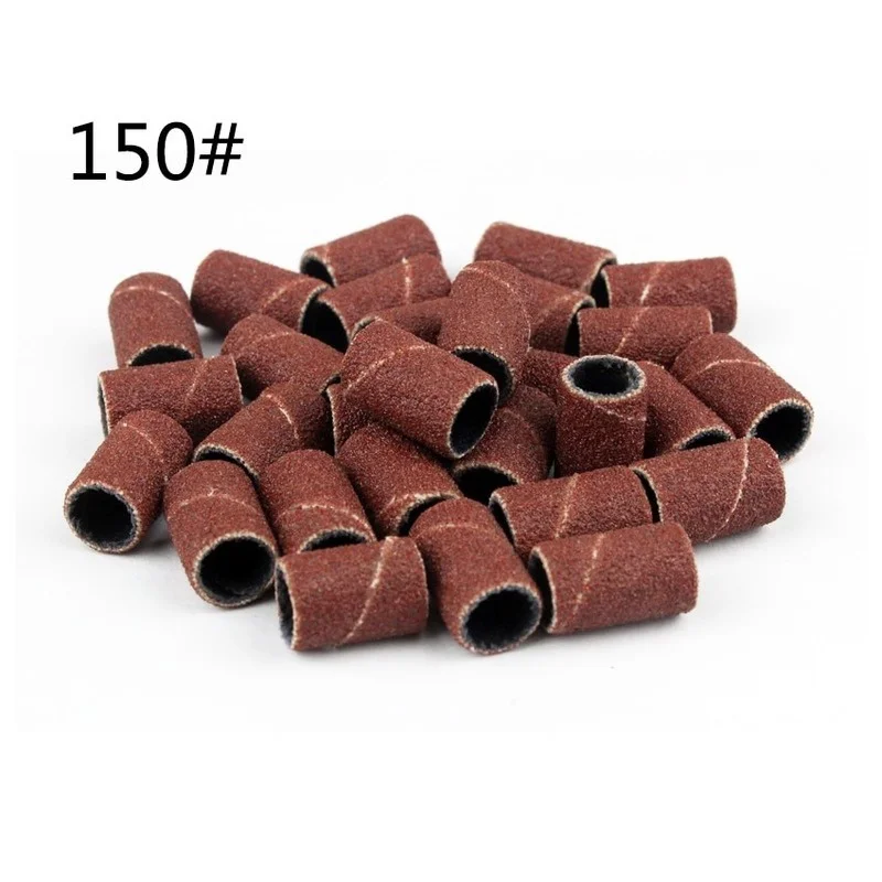 100Pcs/Pack Sanding Bands Grit File for Professional Manicure Pedicure Nail Electric Drill Machine Grinding Sand Ring Bit