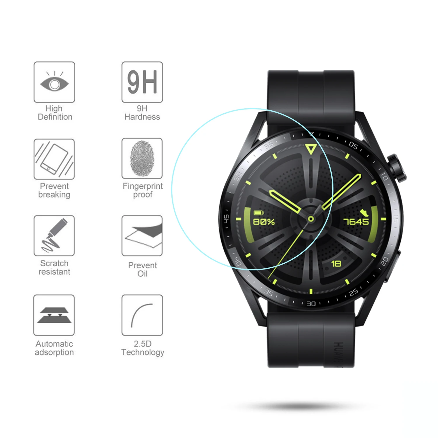 Proteggi schermo in vetro temperato per Huawei Watch GT 3 46mm HD Anti-frantumazione antigraffio accessori per pellicole protettive senza bolle