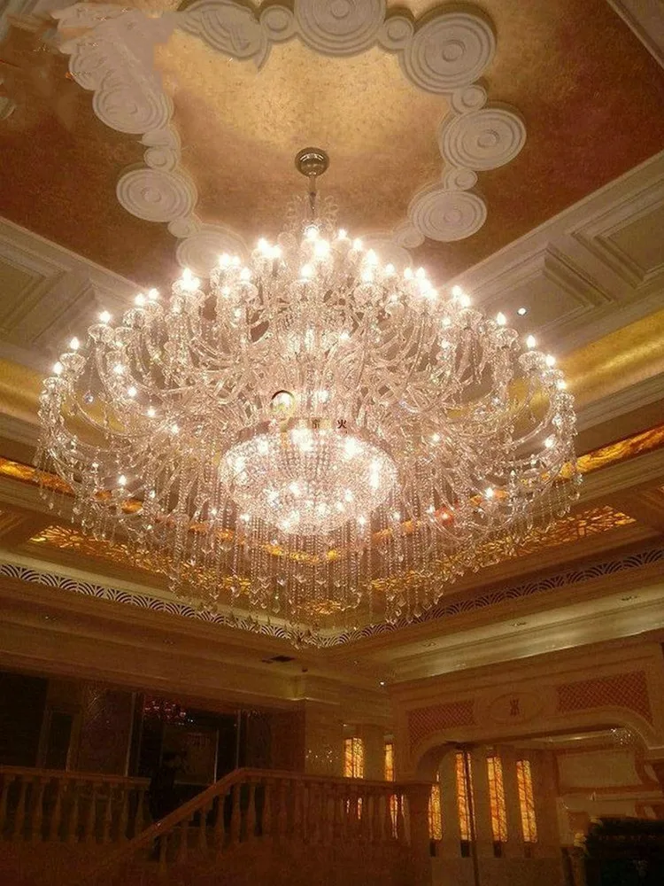 Hotel Grand crystal lighting Church huge luxury crystal Chandelier Led droplight large living room decor chandeliers E14 lustres