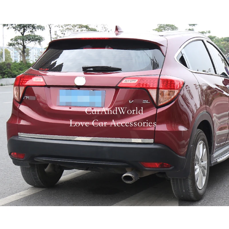 Stainless Rear Tail Trunk Door Lid Tailgate Edge Bumper Strip Cover Trims For Honda HRV HR-V Vezel 2014-2021 Car Accessories
