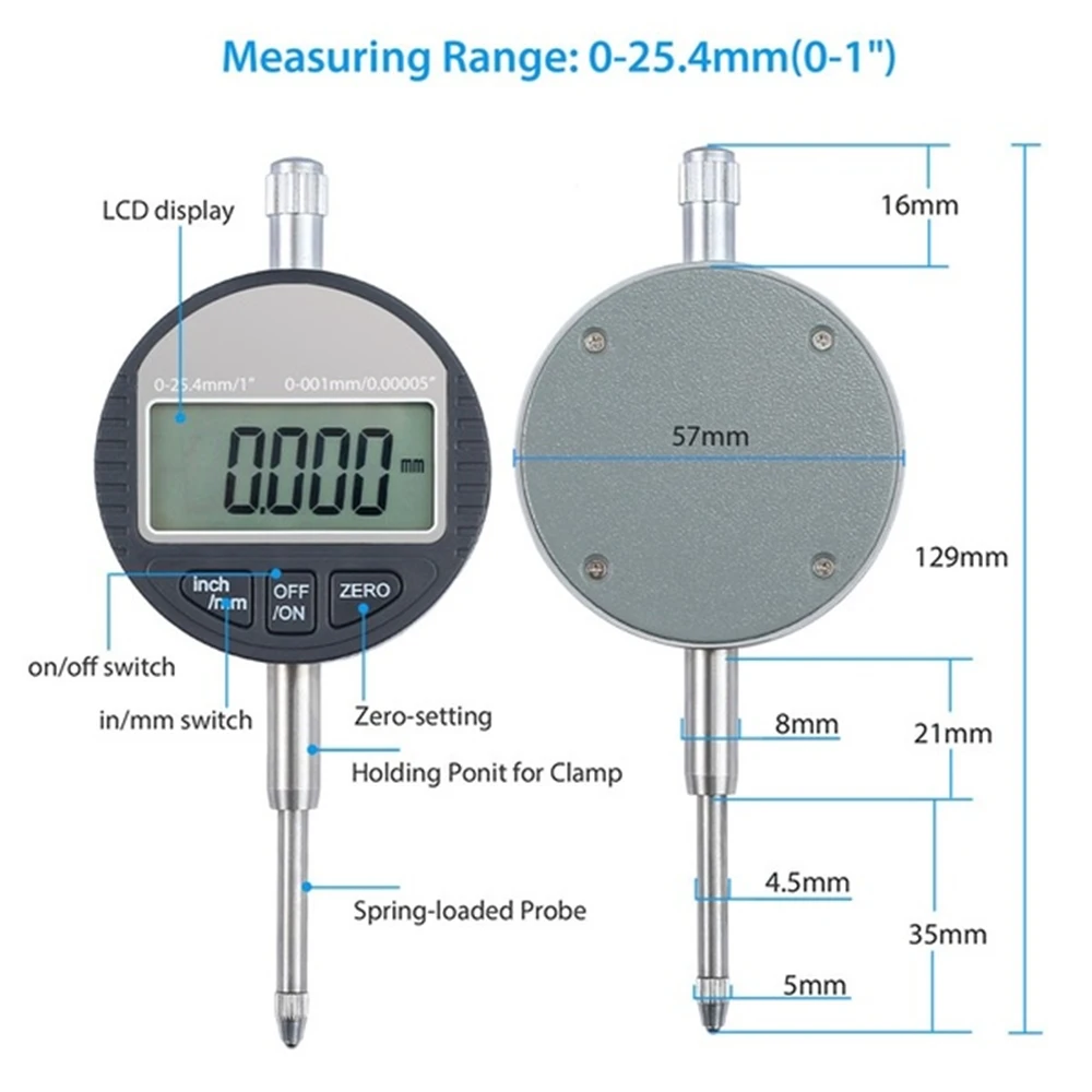 Digital Dial Indicator 0.001mm  0-12.7mm/1inch 0.001mm Electronic Micrometer 0.00005\