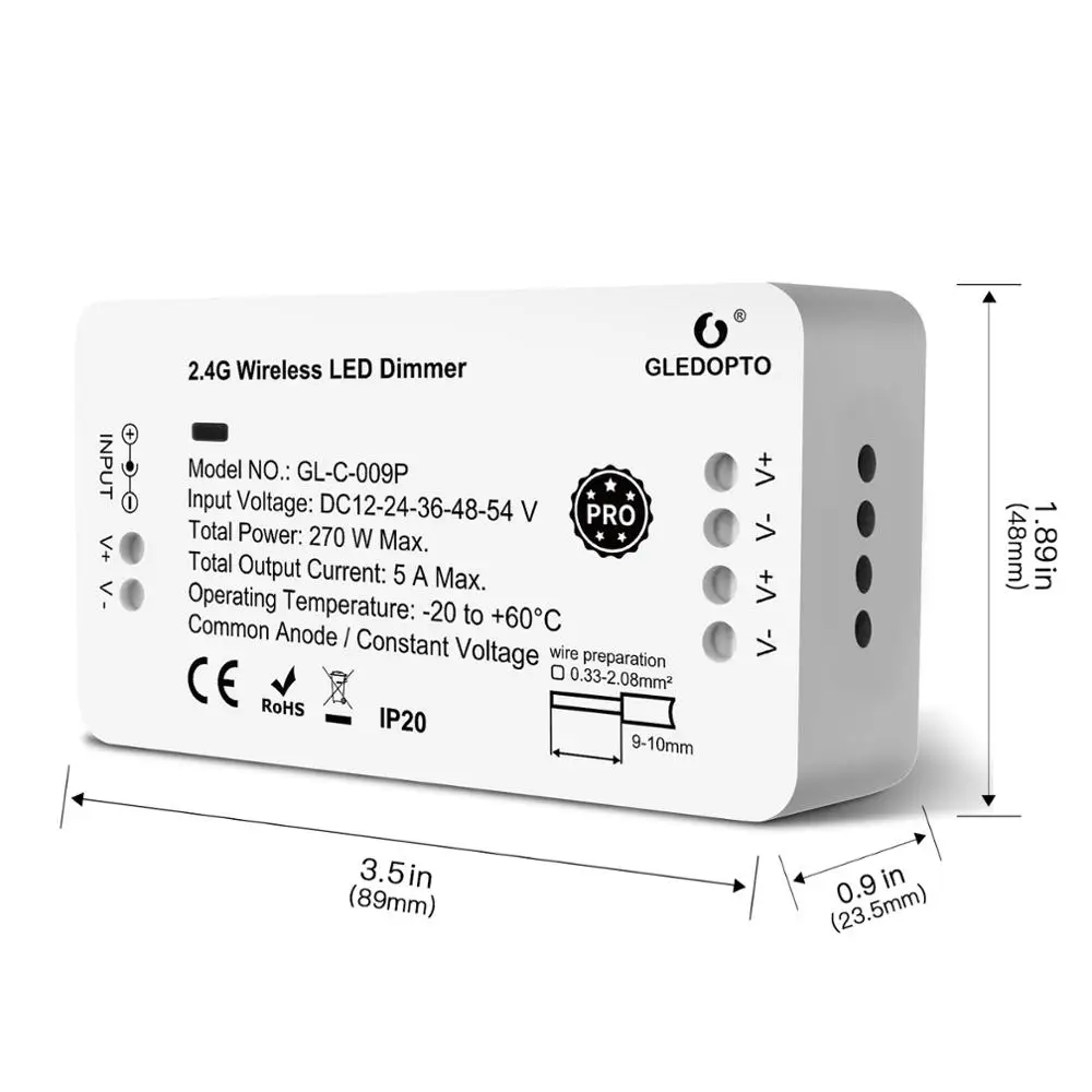 Gledopto-regulador de intensidad LED inteligente Zigbee 3,0, controlador de tira Pro con ajuste de brillo, Compatible con aplicación Hub Tuya,