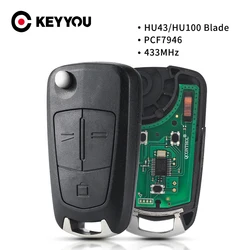 KEYYOU Remote Car Key PCF7946A ID46 for Opel/Vauxhall Astra H 2004-2009 Zafira B 2005-2013 Vectra C 2002-2008 Signium HU43 HU100